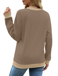 Fantaslook Color Block Sweatshirts for Women Crewneck Long Sleeve Shirts Fashion Tops Pullover Sweatshirts Fall Outfits