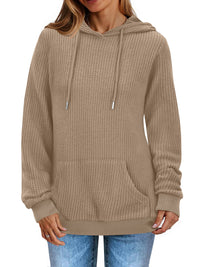 Fantaslook Womens Hoodies Casual Long Sleeve Waffle Pullover Tops Oversized Hooded Sweatshirts with Pocket
