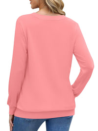Fantaslook V Neck Sweatshirts for Women Casual Long Sleeve Shirts Button Pullover Tops Fashion Fall Outfits
