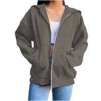 Diufon Womens Zip Up Hoodies Oversized Long Sleeve Sweatshirts Fall Fashion Jackets Winter Clothes with Pockets