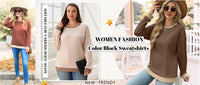 Fantaslook Color Block Sweatshirts for Women Crewneck Long Sleeve Shirts Fashion Tops Pullover Sweatshirts Fall Outfits