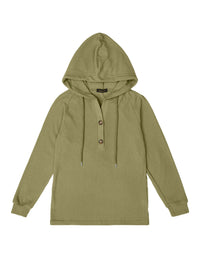 Fantaslook Hoodies for Women Waffle Knit Sweatshirts Drawstring Long Sleeve Tops Button V Neck Pullover