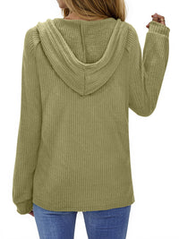 Fantaslook Hoodies for Women Waffle Knit Sweatshirts Drawstring Long Sleeve Tops Button V Neck Pullover