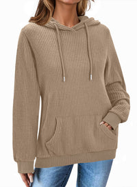Fantaslook Womens Hoodies Casual Long Sleeve Waffle Pullover Tops Oversized Hooded Sweatshirts with Pocket