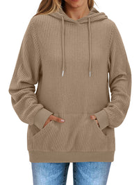 Fantaslook Womens Hoodies Casual Long Sleeve Waffle Pullover Tops Oversized Hooded Sweatshirts with Pocket