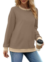 Fantaslook Color Block Sweatshirts for Women Crewneck Long Sleeve Shirts Fashion Tops Pullover Sweatshirts Fall Outfits